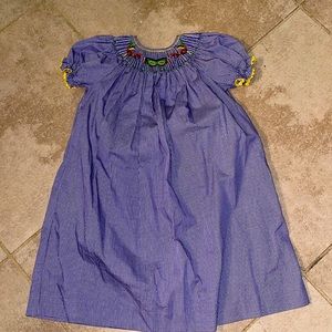 Mardi Gras mask smocked dress 6T .